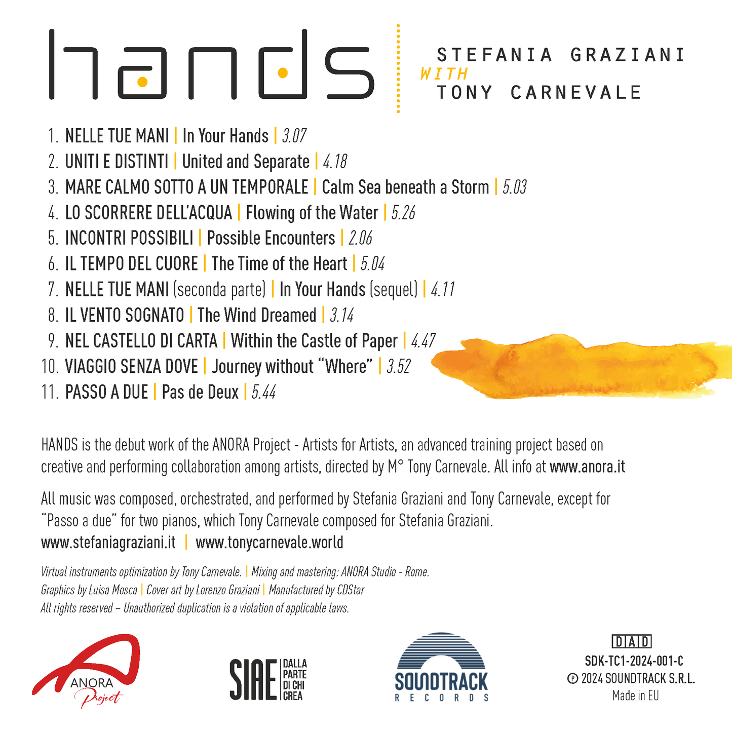 8. Hands - Stefania Graziani with Tony Carnevale (CD, Album)